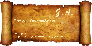 Garay Annamária névjegykártya